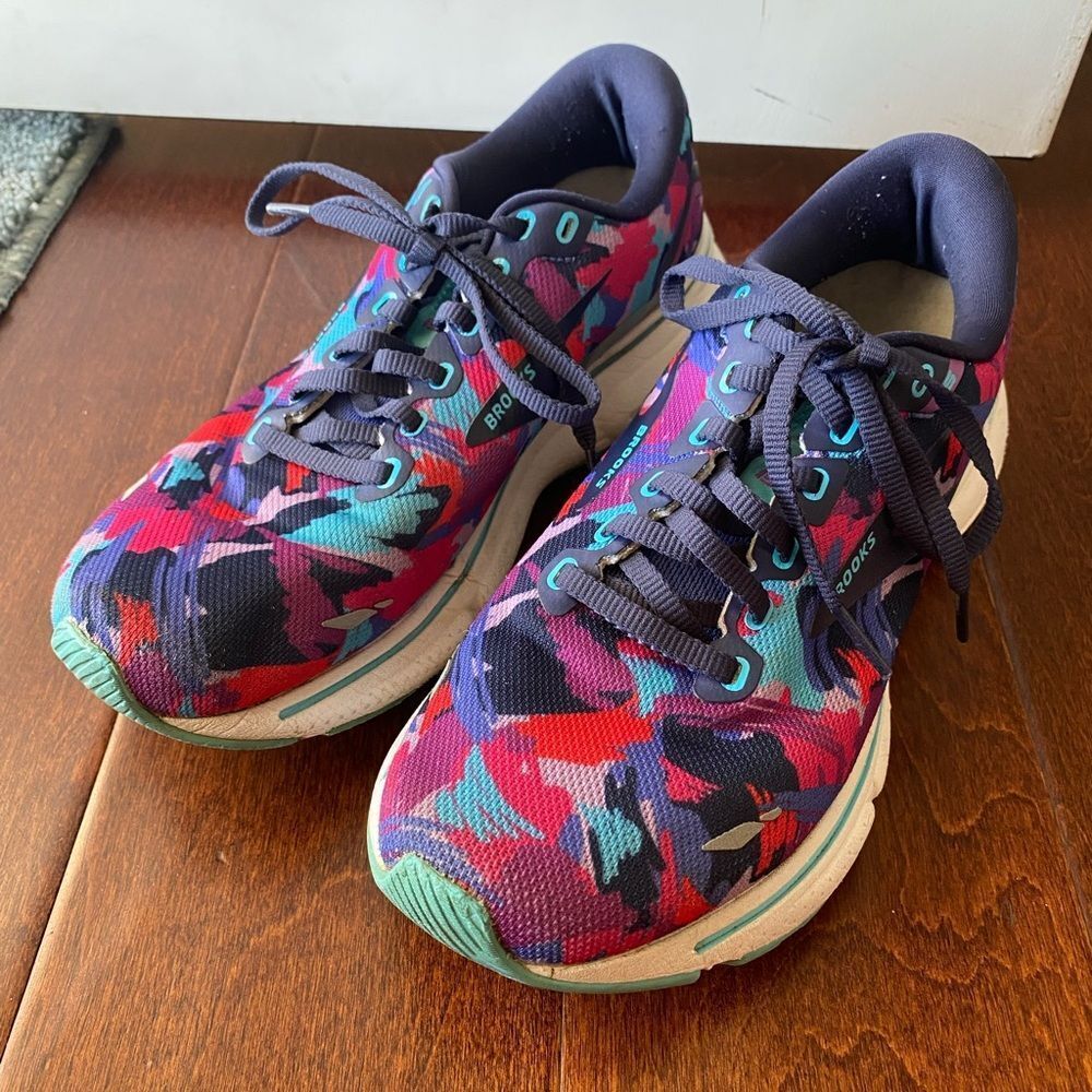 Brooks Ghost 15 Womens 7.5 Shoes Running Walking Blue Pink Geometric 1203801B423 - Picture 6 of 6
